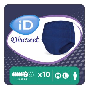 PACK M L ID DISCREET BLUE DISPOSABLE PANT